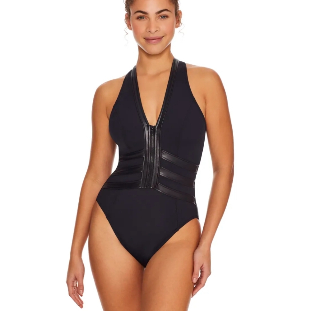 Magicsuit Black Zipper Front One-Piece Swimsuit